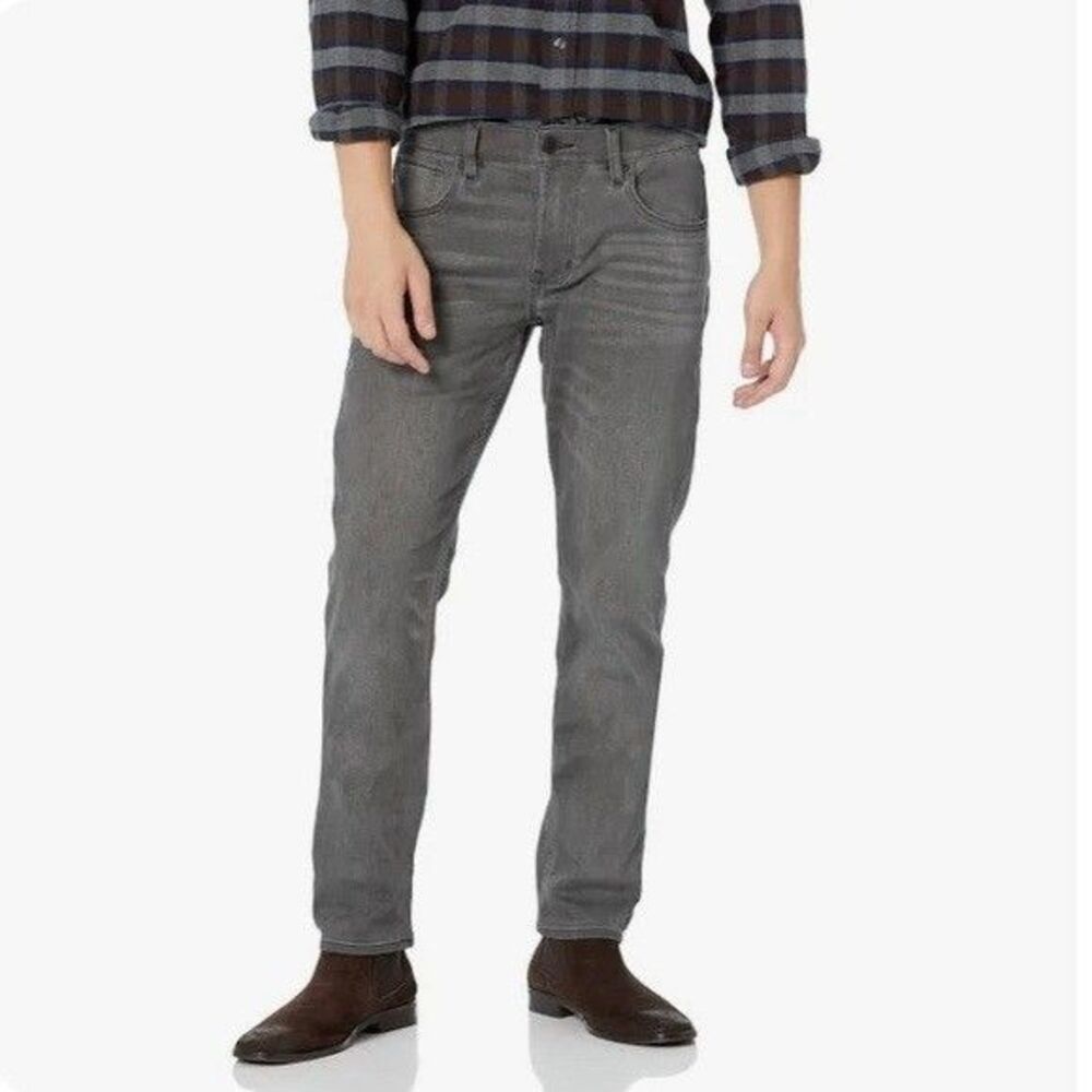 Hudson Men's Blake Gray Stretch Denim Slim Straight Jeans Size 34 x 33